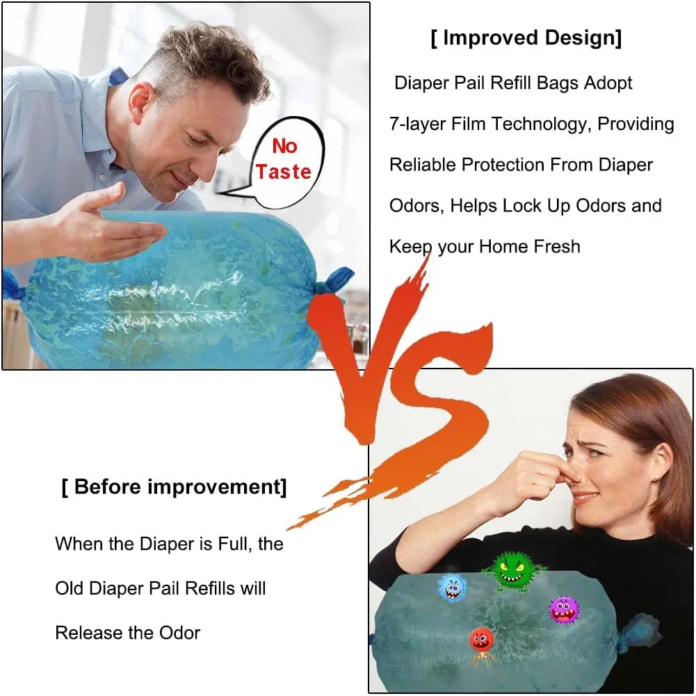 Customization Cassette 100 Lock Odor Diaper Trash Bags For Diaper