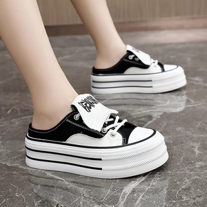 BR615 Made in China Fashion Trend Women's Shoes Summer Thick Soles Heightened Round Head Half slippers