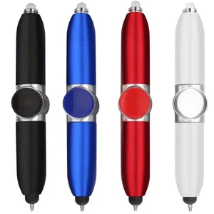 Unique Novelty Mini Wholesale Fidget Spinner Led Multi Function 3 in 1 Plastic Stylus Custom Ball Point Spinning Pen with Light