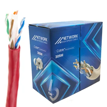 CAT6A U/UTP 23AWG 0.57mm Red PVC Jacket Cable for 10Gbps Data Transmission