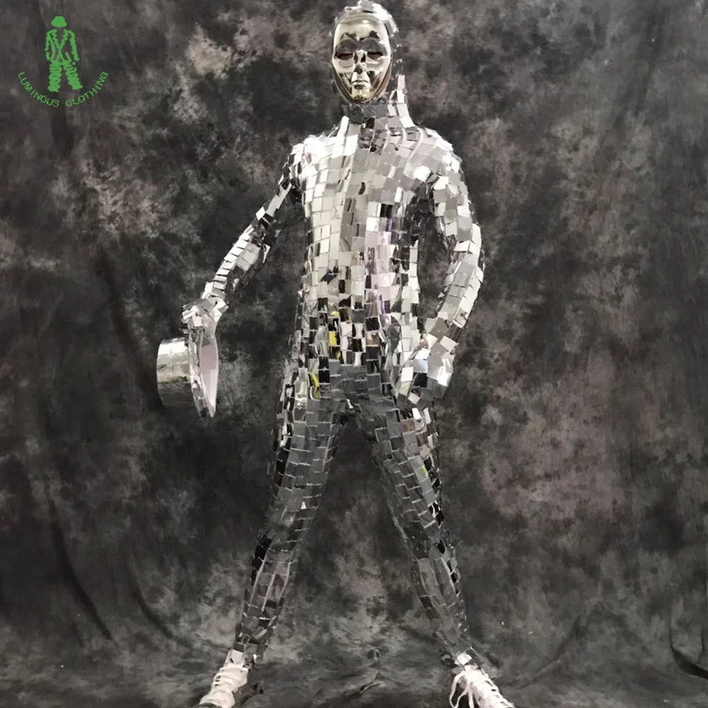 Mirror Jumpsuit Fashion Costume DJ Club Party Nightclub Stage Dancer Wear  Mirror Reflective Suit Clothing Dance Costumes