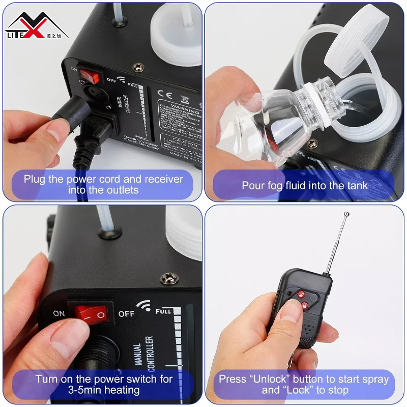 Remote Control 400W Portable Fog Machine  with Led RGB Color Mini Smoke Machine for Wedding/Party/Festivle