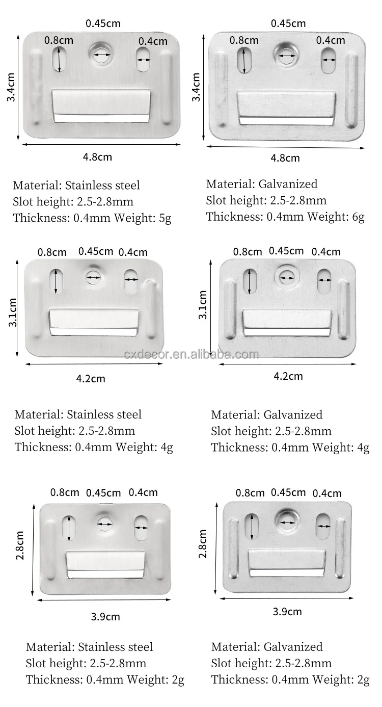 wall cladding clip size