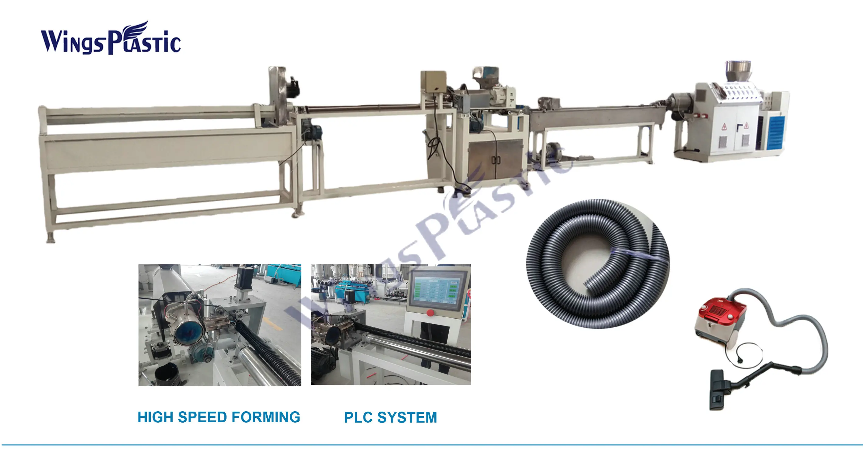 PLC Control EVA Spiral Vacuum Hose Manufacturing Machine for Swimming Pool Hose