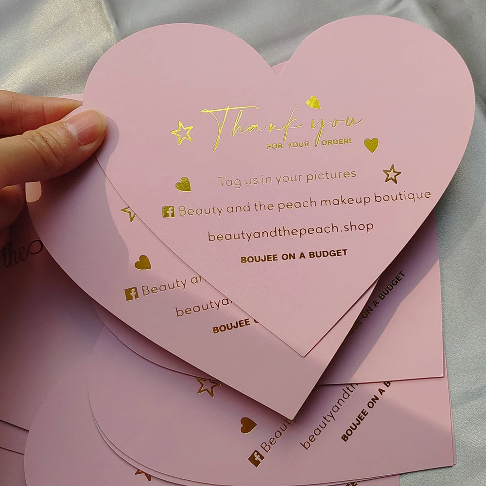 Personalized Luxury Heart Shape Greeting Card Paper Card Printing Custom Logo Business Gifts Thank You Card