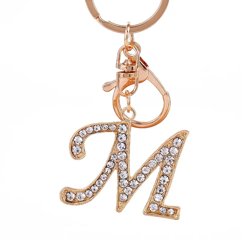 Personalized Rose Gold Letter Name Tag Keychain