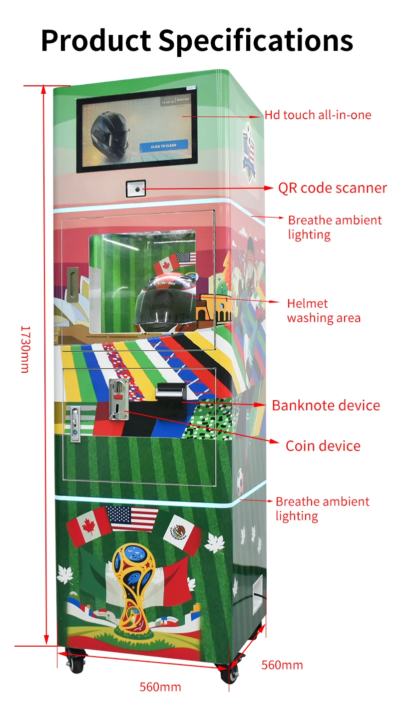 product patent manufacturer custom automatic commercial motorcycle bike helmet vendo dry cleaning washing machine with wordcup theme-2