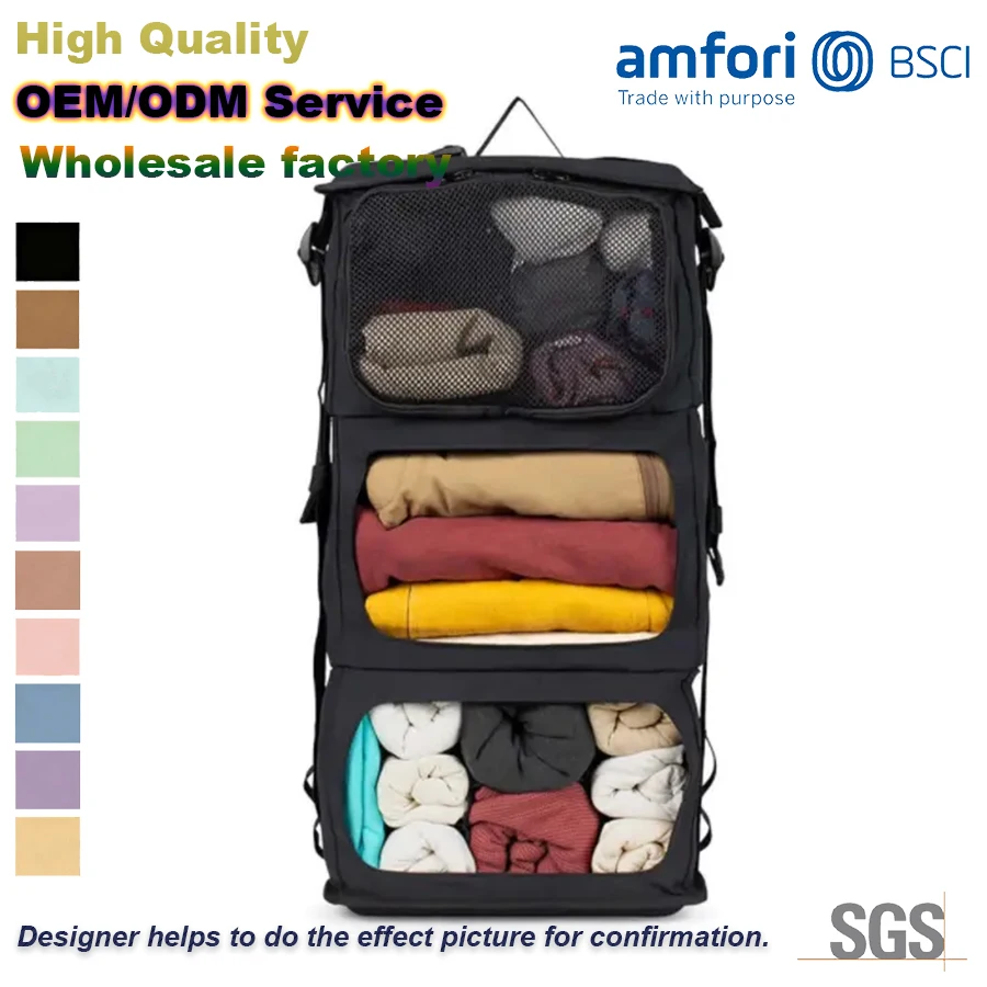 Travel Clothes Storage Bag Shelves Breathable Closet Hanging Organizer Foldable Wardrobe Hanging Bag