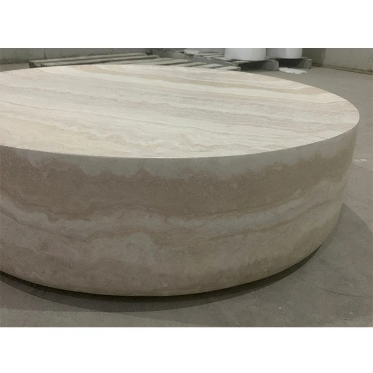 Nordic luxury furniture round coffee tables modern travertine round stone coffee table