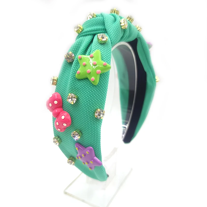 Shenglan Wholesale 2022 Christmas Green Headband For Women Pink Bow