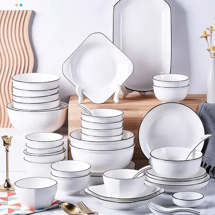 Custom Wholesale White Cheap Ceramic Dinnerware Sets Ceramic Kitchen
