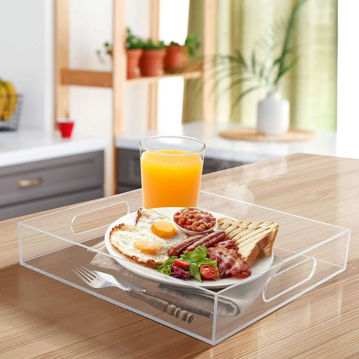 Clear Acrylic Serving Tray - Acrylic Breakfast Tray - Acrylic