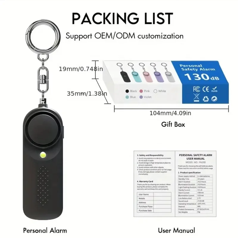 Hot Sale Low Battery Reminder Rechargeable 135 Db Sos Alarm Personal ...