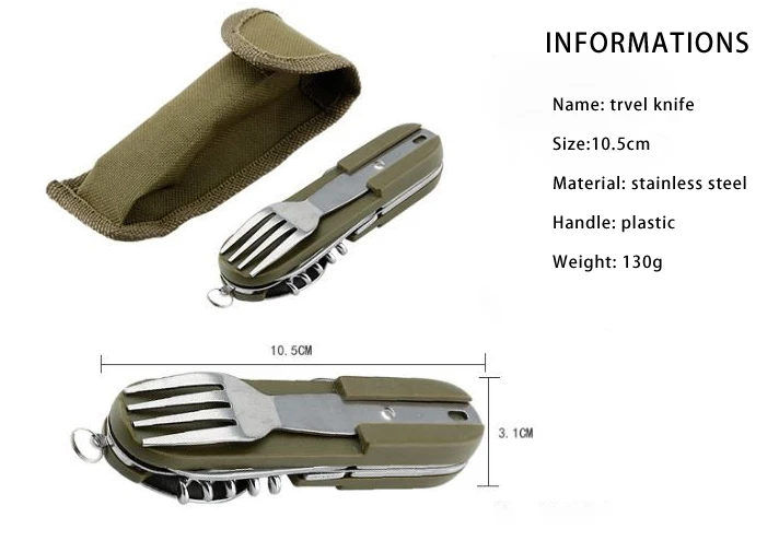 Best Detachable Camping Kit with Knife Fork Spoon Set LED Flashlight and Travel Cutlery Set for Outdoor Camping