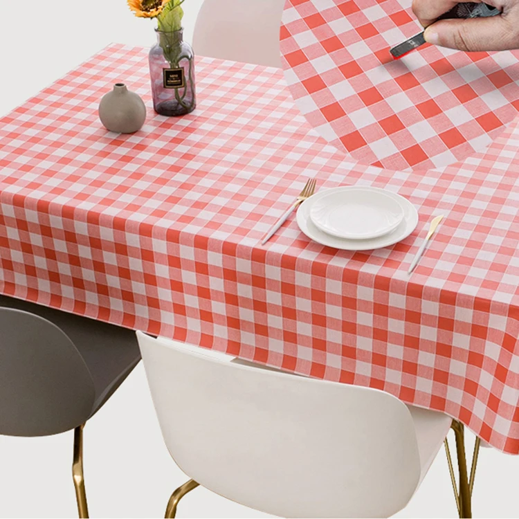 Red pink Coffee Eco-friendly Wholesale White Gingham Table Cloth Tablecloth Custom Printed Table Cloth