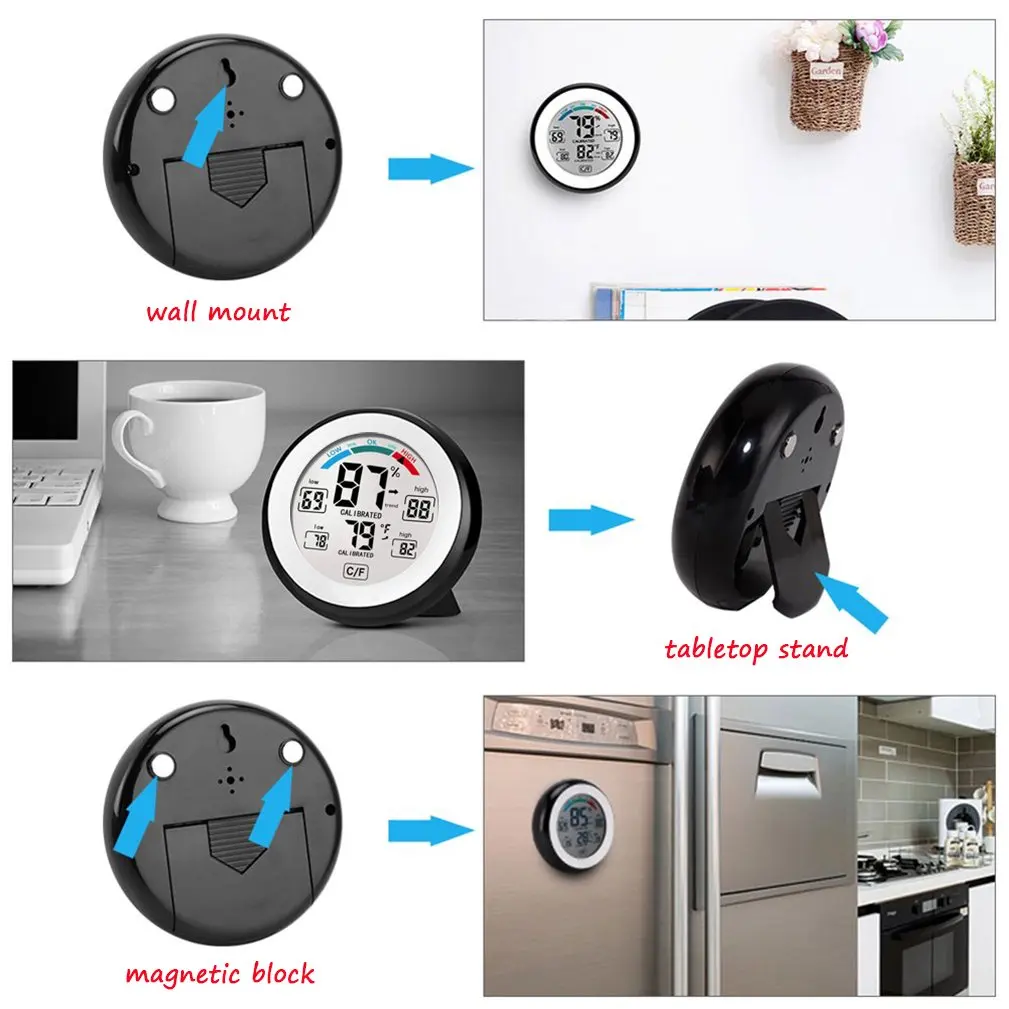 Home Office Measuring Instrumentr Round Shaped Lcd Digital Temperature Humidity Meter Mini Digital Thermo-Hygromete