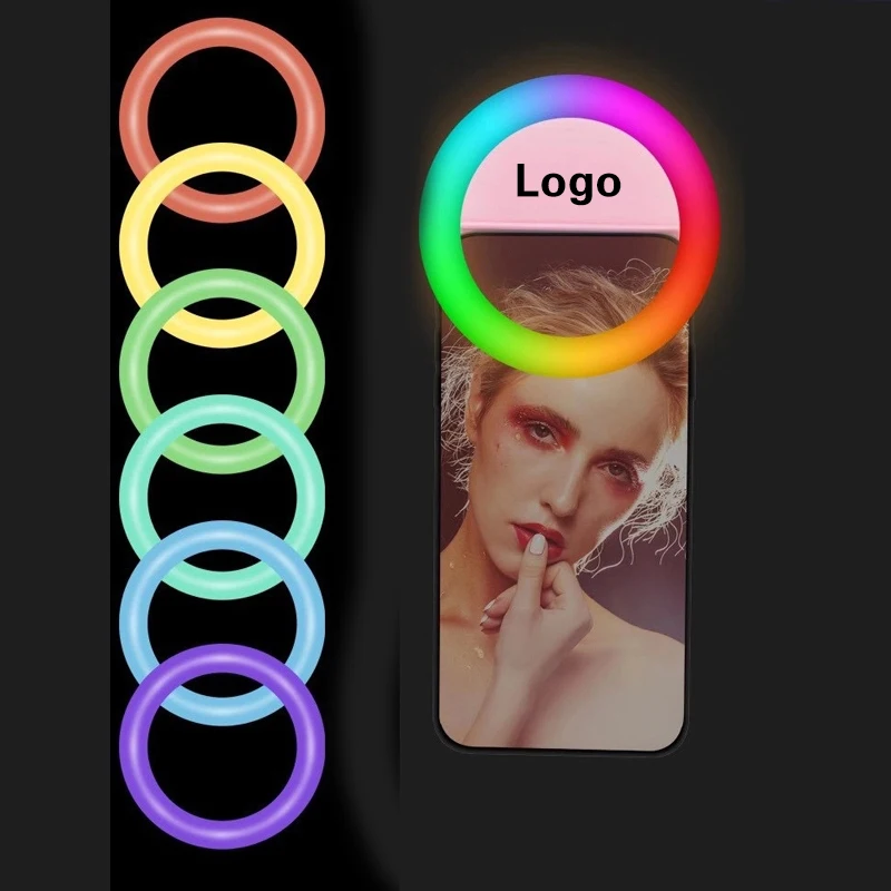 RK14 ringlight изготовленным на заказ логосом перезаряжаемая светодиодная кольцевая вспышка для селфи SOS со светодиодной подсветкой мобильного телефона монопод с сигналами