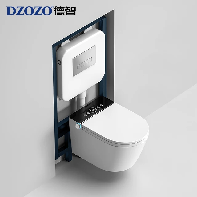 Bathroom Sanitary Ceramic White Bidet Toilet Seat Automatic Wall Hung Toilets Small Smart with Concealed tank