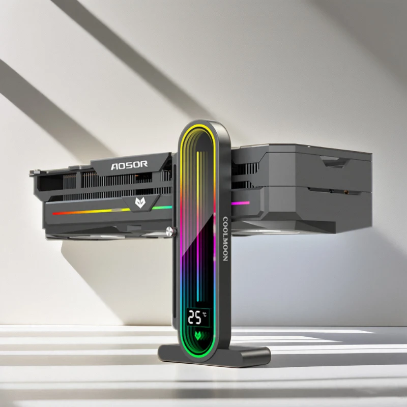 Hot Selling COOLMOON Latest Gaming Computer GPU Holder ARGB Temperature ...