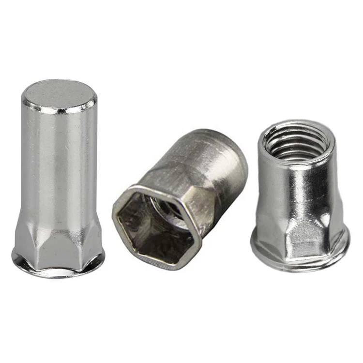 CSK head blind rivet nuts stainless steel 304 rivnut Semi Tubular half hexagon body rivet nut manufacturer