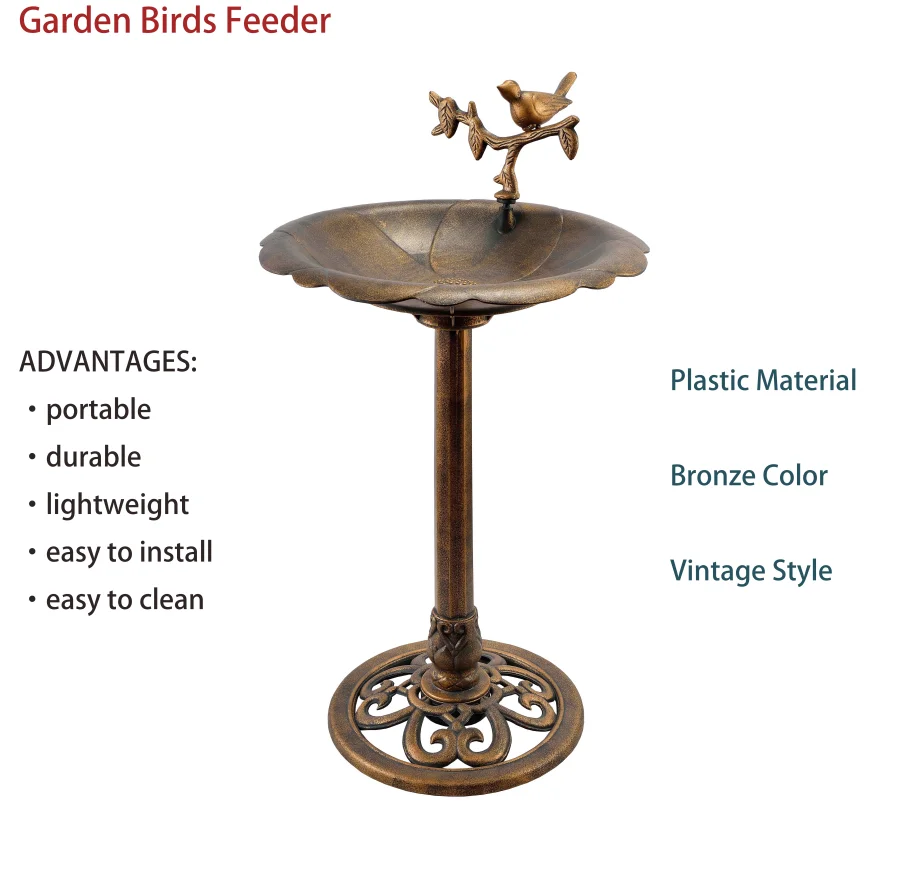 Vintage Plastic Garden Birds Bath Outdoor Ornaments Lightweight Pet