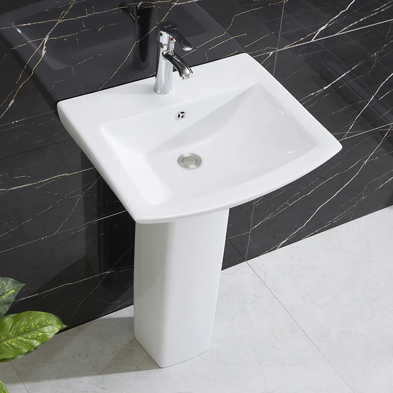 Popular Design Bathroom Ceramic Pedestal Wash Basin Floor Mounted Pedestal Basin