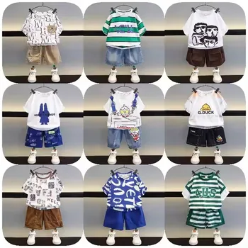 Summer Baby Clothing Sets Children's t-shirts Suit Cotton Boy short sleeve t shirt With Pants Kids Sets