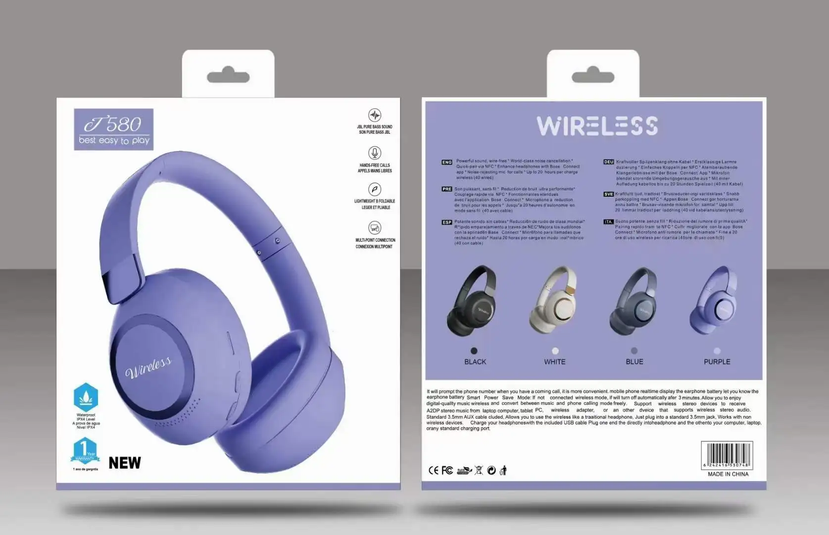 T580 Wireless Headphones Game Sports Bass Over ear FM TF AUX cable BT white  purple black Earphone headphone headset| Alibaba.com