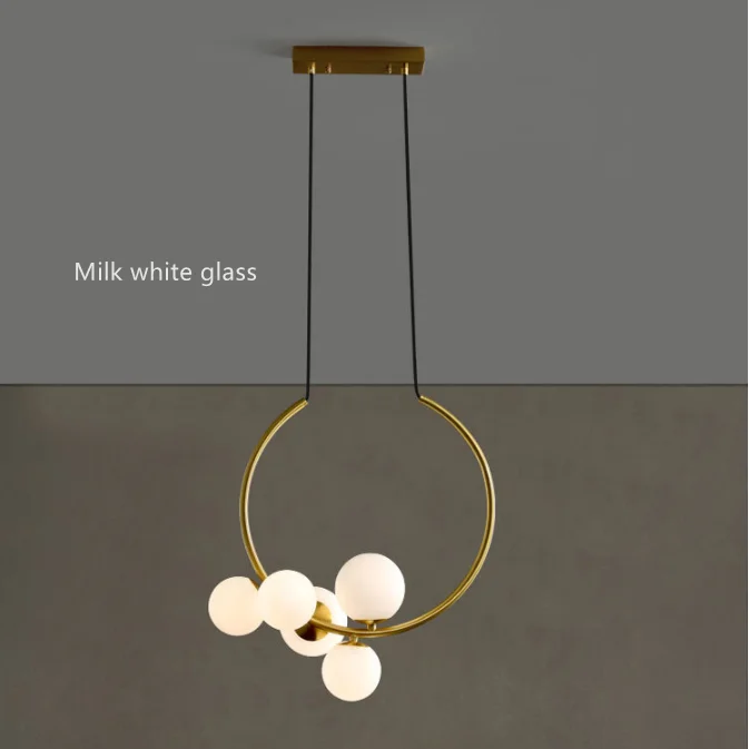 Nordic creative glass ball ring chandelier simple restaurant cafe  room decoration chandelier pendant