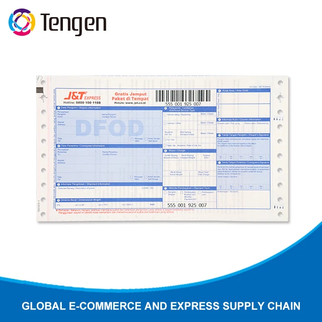 Customized Design International Express Waybill Tickets for Courier Company