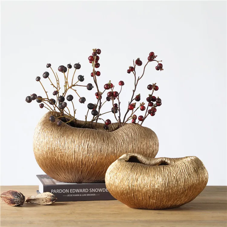Скандинавская позолоченная Цветочная ваза, креативный домашний декор, Роскошные Настольные Золотые декоративные вазы