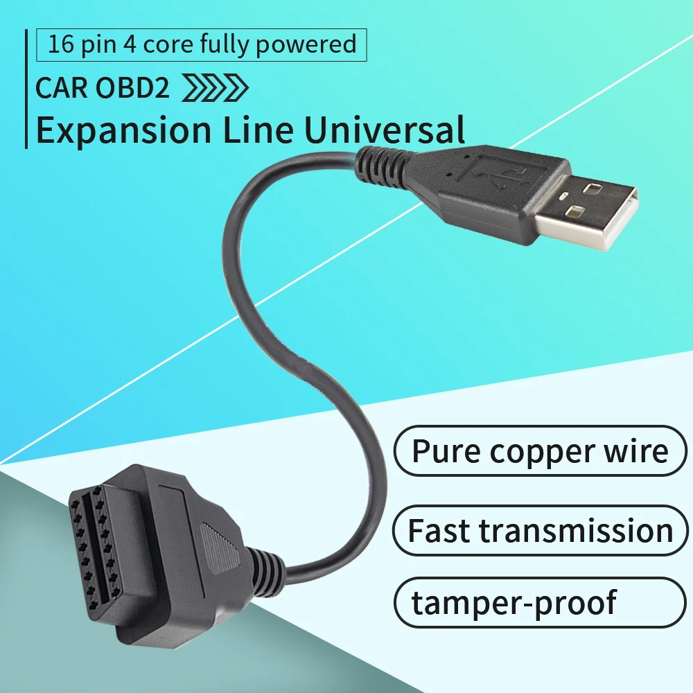 Custom 16 Pin Female Obd 2 Usb Cable Obd2 to Usb Cable Usb 2.0 a Male Obd2 Laptop Cable Obd Automotive Diagnostic Harness