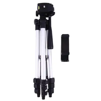 Foldable Camera Tripod Holder Stand 1/4" Screw 360 Degree Fluid Head Tripod Stabilizer Aluminum with Phone Holder detail image
