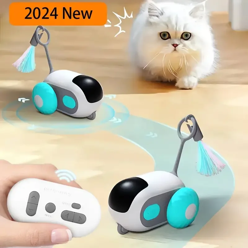 Interactive Funny Remote Control Car Smart Teaser Rotate Cat Toys Automatic Intelligent Rolling Remote Control Dual Mode