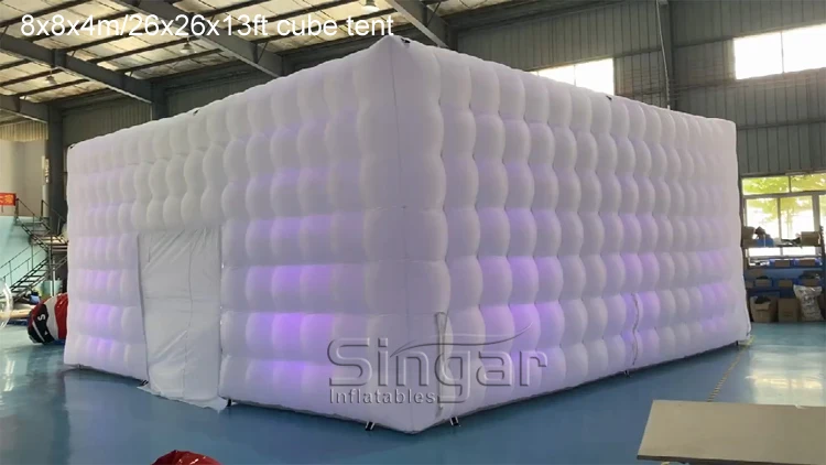Lighted LED Inflatable Cube Tent 8x8x4m for Nightclubs & Parties ...