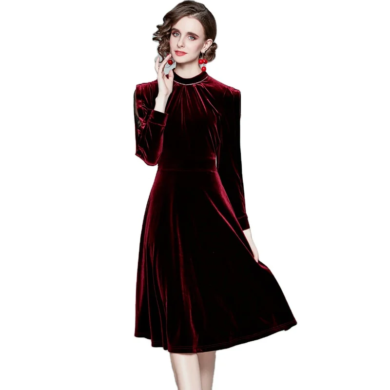 Abito Dal Design Classico Francese Supporto In Pizzo Sexy Elegante Abito In  Velluto Morbido A Line Abiti Eleganti Midi Reali - Buy Vestito Di Velluto,Merletto  Del Velluto Del Vestito,Sexy Abiti Di Velluto