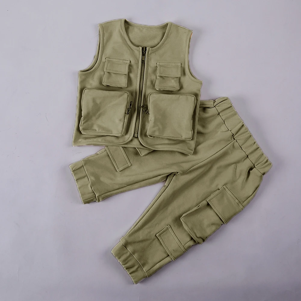 Baby Boy Jogging Suit Kids Tracksuit Cargo Pants 3d Pockets Tracksuit