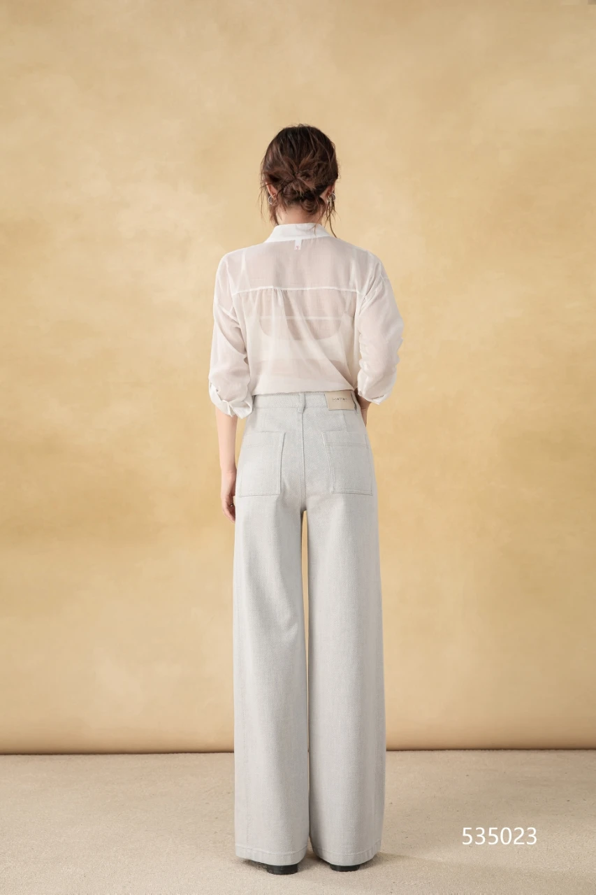 Women's Vintage-Style Straight Stretch Denim Pants Breathable Dark Wash Relaxed Wide-Leg for Summer Autumn Formal Wear