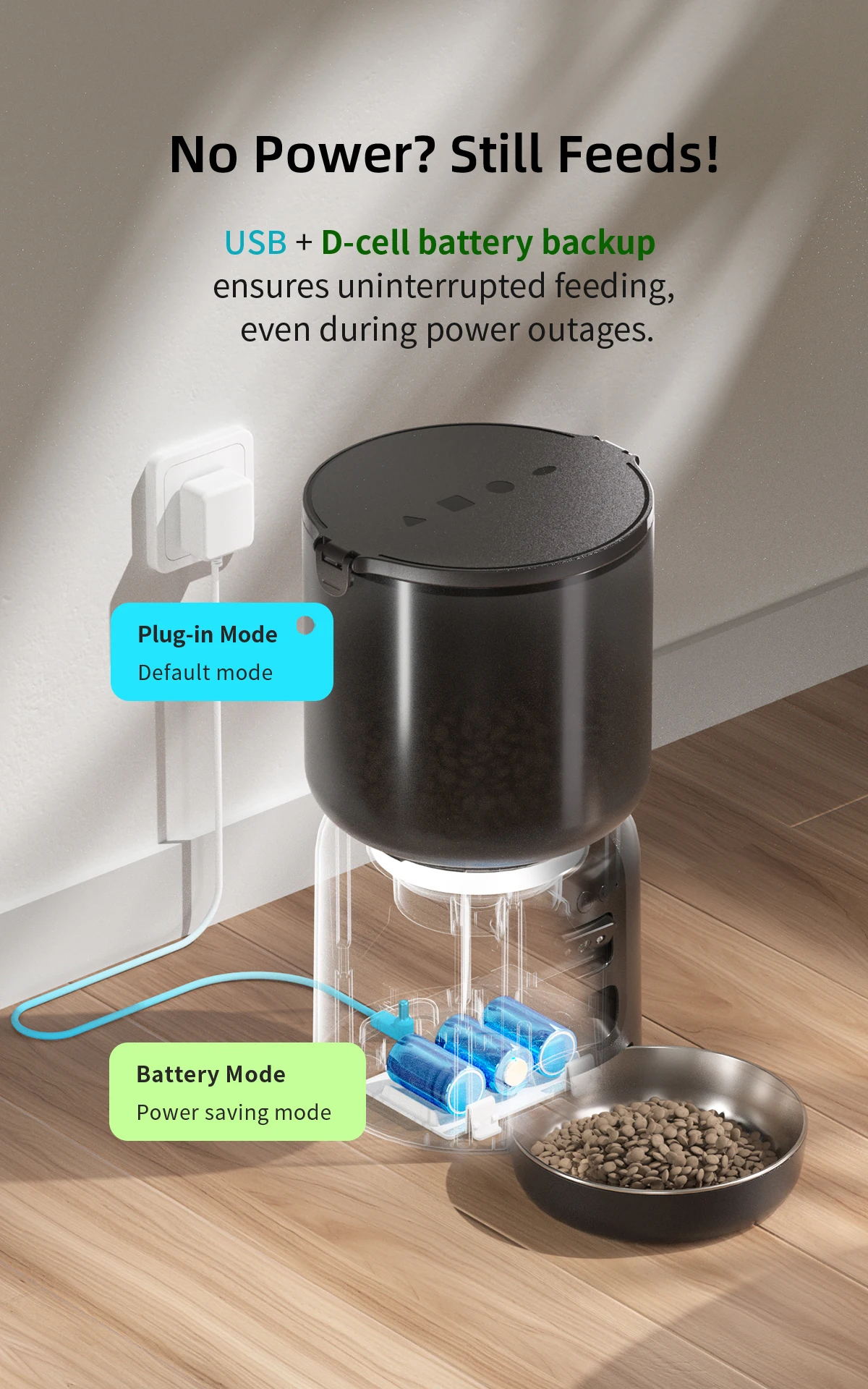 Smart cat feeder black W L C color variants sleek design