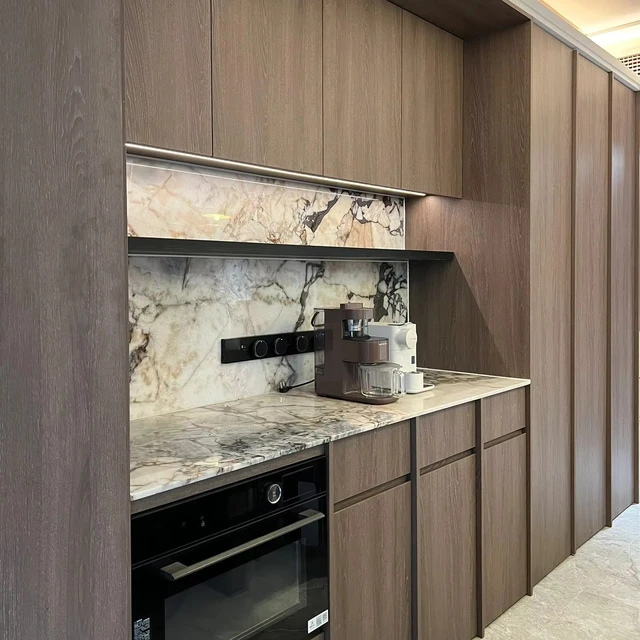 Customized Wood Wine Cabinet for Home Hotel Skeleton Door Marble Pattern for Living Room Furniture Home Bar Also for Warehouse
