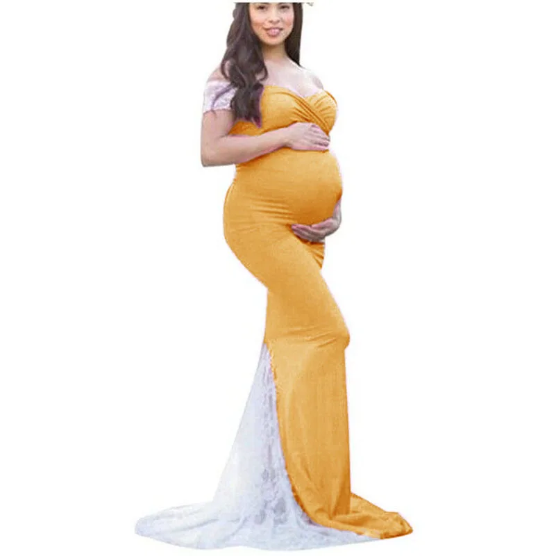 Stretchy Pink Cotton Pregnant Long Dress Gown Jersey Pregnancy Clothes Plus  Size Maternity Dresses for Photo Shoot Shoulderless| Alibaba.com