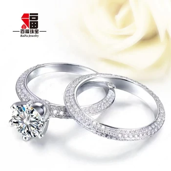 2 Carat Moissanite Engagement Jewelry 14K /18K White Gold Synthetic Diamond Wedding Ring