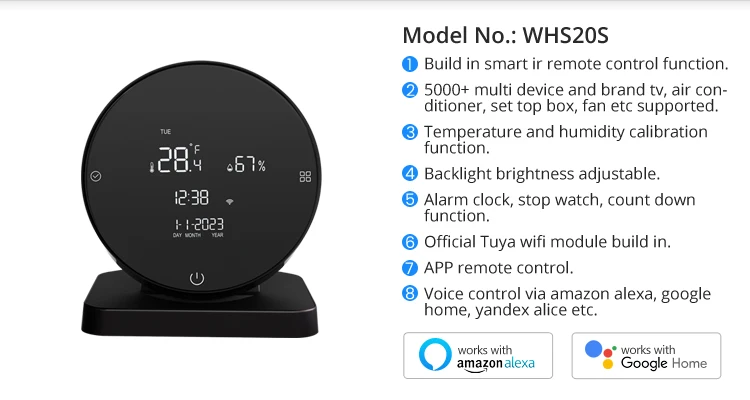 Smart Temperature Humidity Sensor (WHS20S) - AVATTO Smart Home