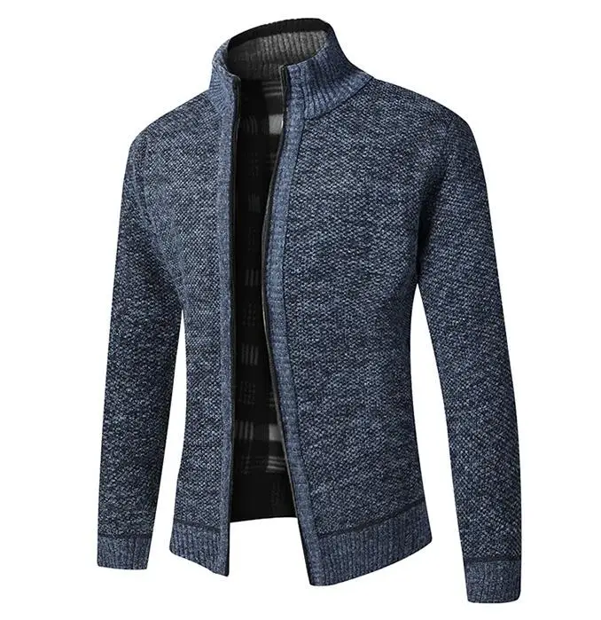 Knitted Cardigan Jacket Men's Winter Plush Thickened Warm and Cold proof Slim Fit Sweater Coat_voghion.com