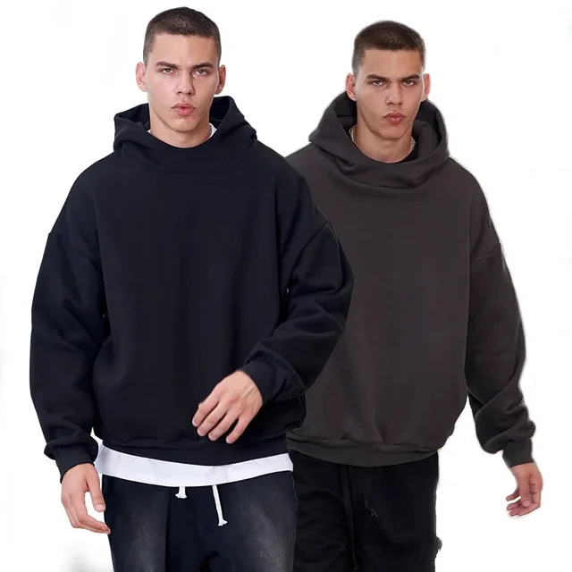 Clothing manufacturers custom quality thick streetwear cropped boxy fit hoodie men heavyweight oversized hoodies