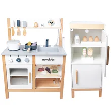 MU Hot sale Nordic style wooden kids pretend play set simulation cooking wooden kitchen toys