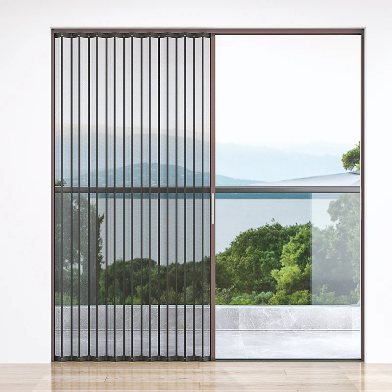 Factory Insect Net Aluminum Screen Window Horizontal Slide Folding Aluminum Retractable Screen Door