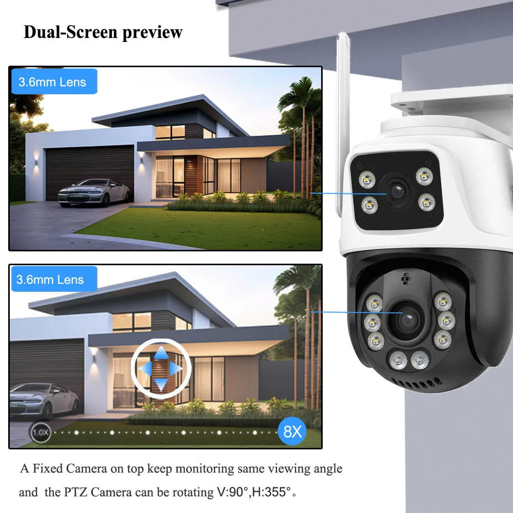 China Top 10 Cctv Camera Factory Icsee Outdoor Dual Lens Wifi Home Security  Cctv Camera 12V 360 Dual Screen Mini Wifi Cameras