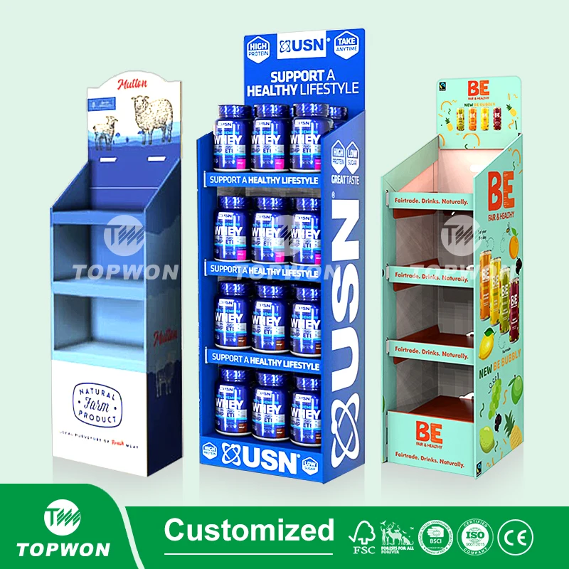Custom Cardboard Display Stand Floor Shelf Retail Paper Snack Food Dip Sauce Seasoning Candy Cardboard Display Racks