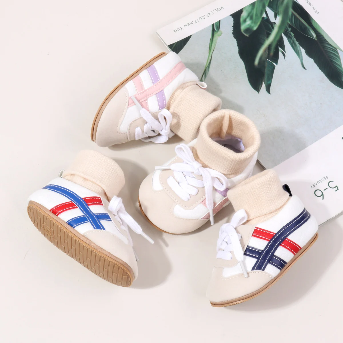 High Quality Autumn Winter Pre-Walking Baby Shoes Soft Cotton Sock Anti-Slip TPR Sole Light Flat Ankle-Covered Design Toddlers